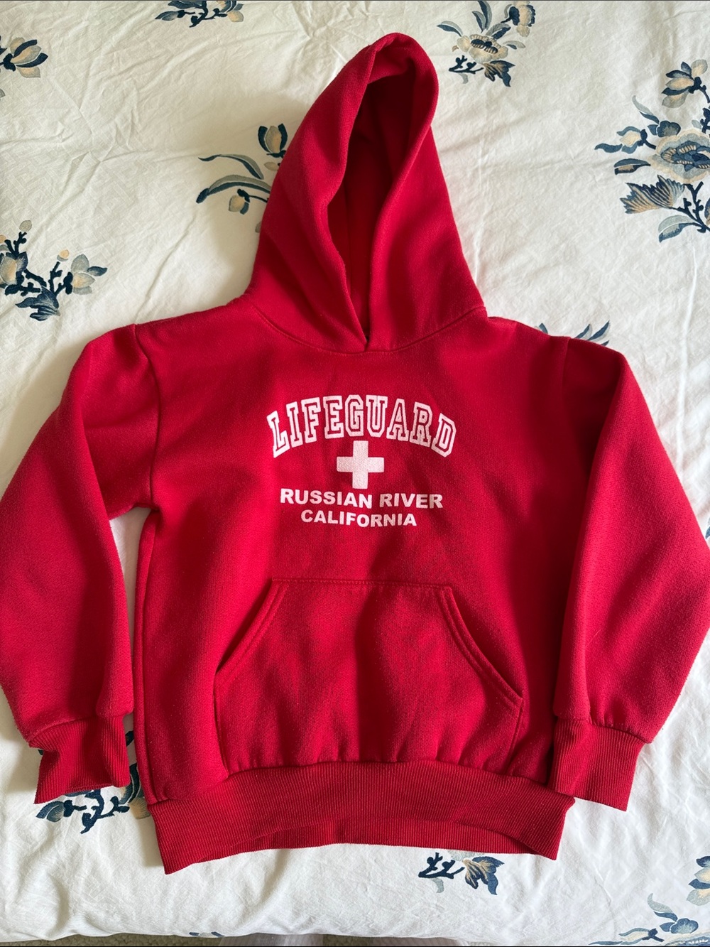 Kids Red 'Lifeguard' Pullover Hoodie with Front Pocket
